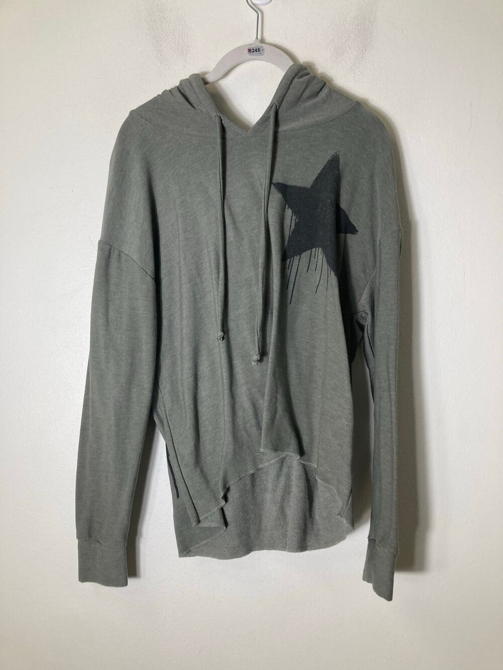 Chaser Hunter Green Black Star Long Sleeve Hooded Sweatshirt Sz L